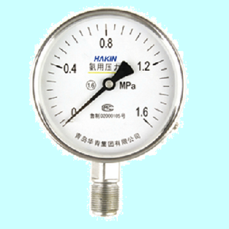 YA150 0-6-60Mpa氨用压力表 电镀表壳外螺纹青岛华青仪表特价销售